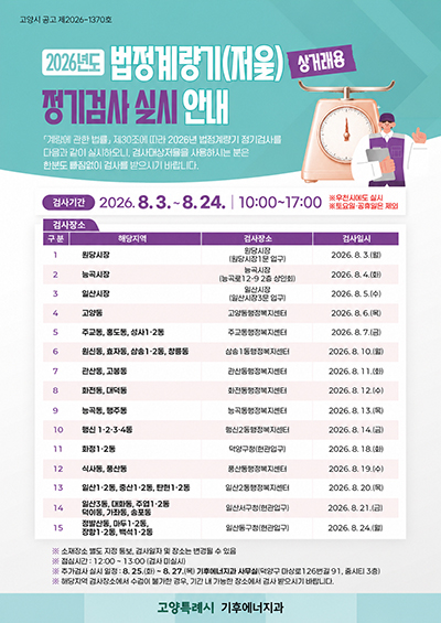 오는 8월 ‘상거래용 계량기(저울) 정기검사’ 기사 이미지