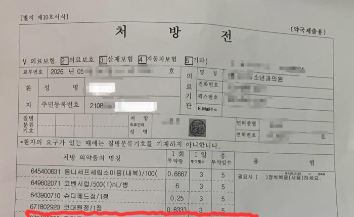 [단독] “12세 미만 투여 금지” 코대원정, 파주 운정 만 5세 아동 처방 확인…보건당국 조사 기사 이미지