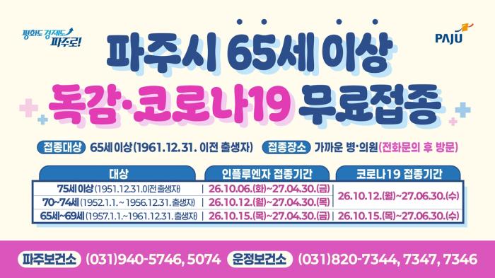 독감 맞을 때 코로나19도 함께…파주, 12일부터 어르신 접종 시작 기사 이미지
